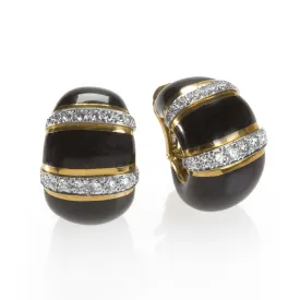 David Webb Enamel and Diamond Earrings