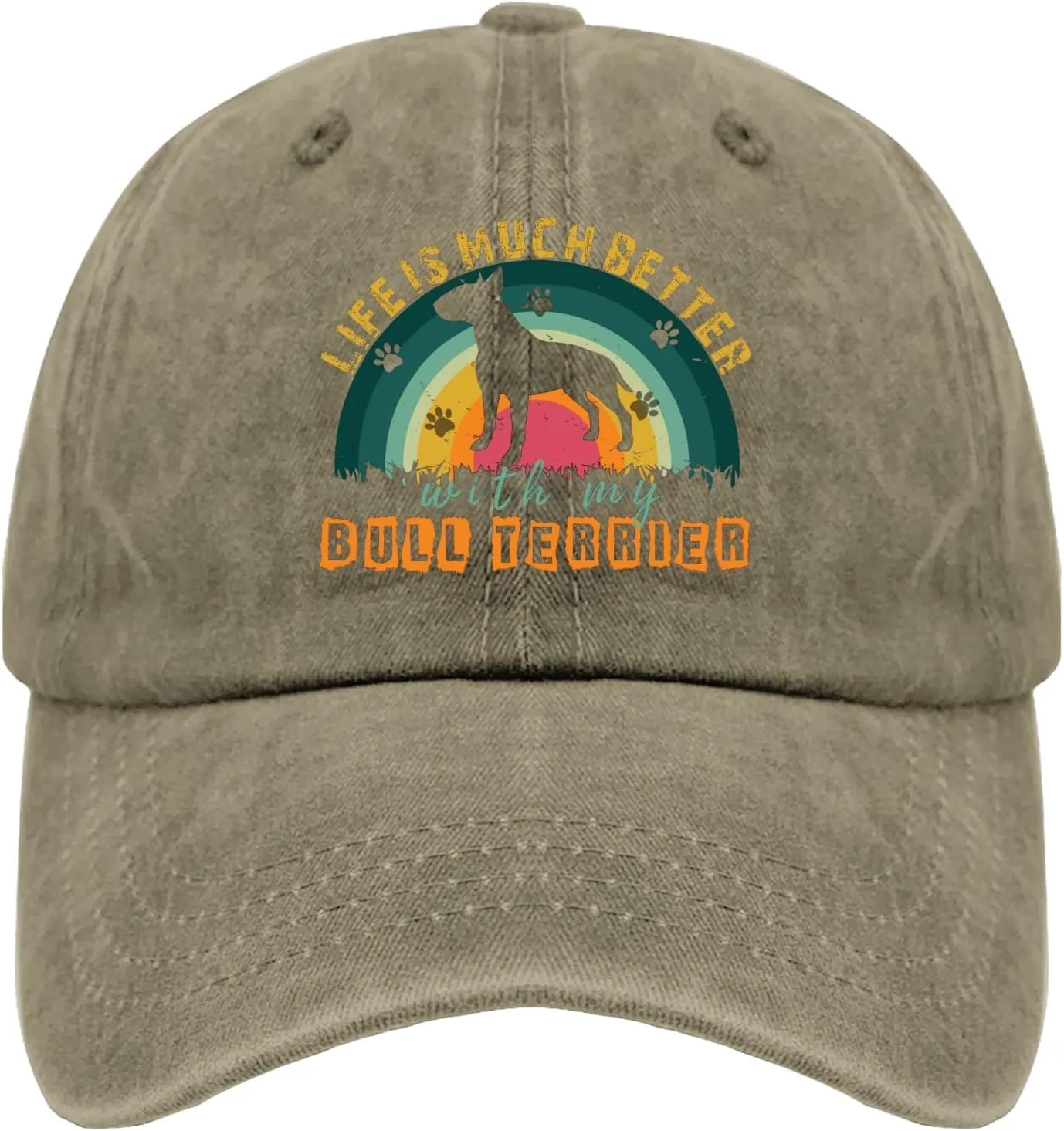 devor Cap Life is Much Better with My Bull Terrier Baseball Cap for Men Funny Denim Baseball Cap Adjustable