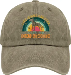 devor Cap Life is Much Better with My Bull Terrier Baseball Cap for Men Funny Denim Baseball Cap Adjustable