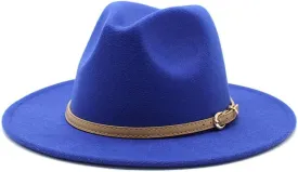 DHAEY Autumn and Winter British Style Jazz Woolen Hat, Big Brimmed Hat Classic Hat Fashion Woolen Hat Men and Women's Felt Hat Luopan Caps & Hats (Color : Royal Blue, Size : L)