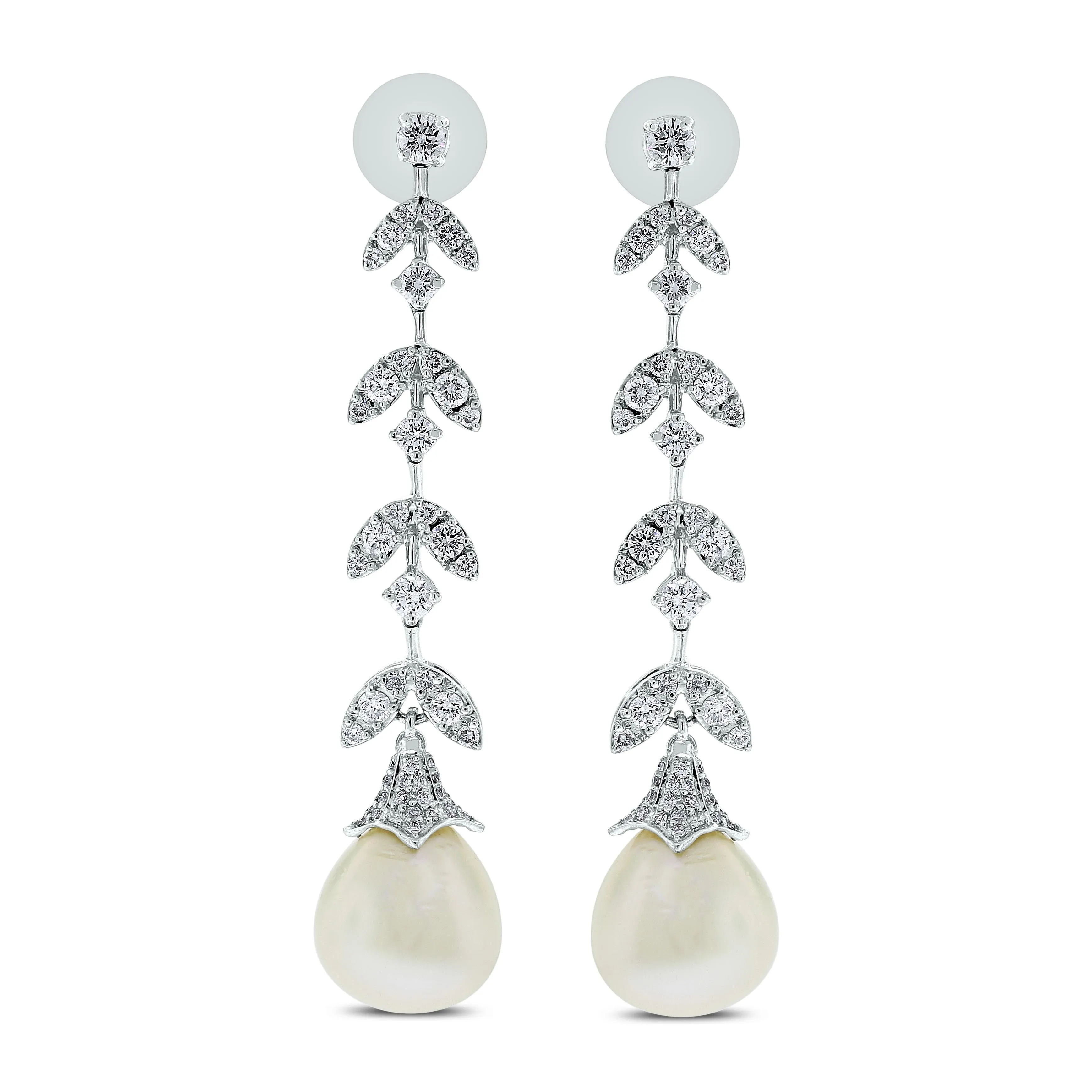 Diamond & Pearl Vines Suite (191.35 ct Pearls & Diamonds) in White Gold