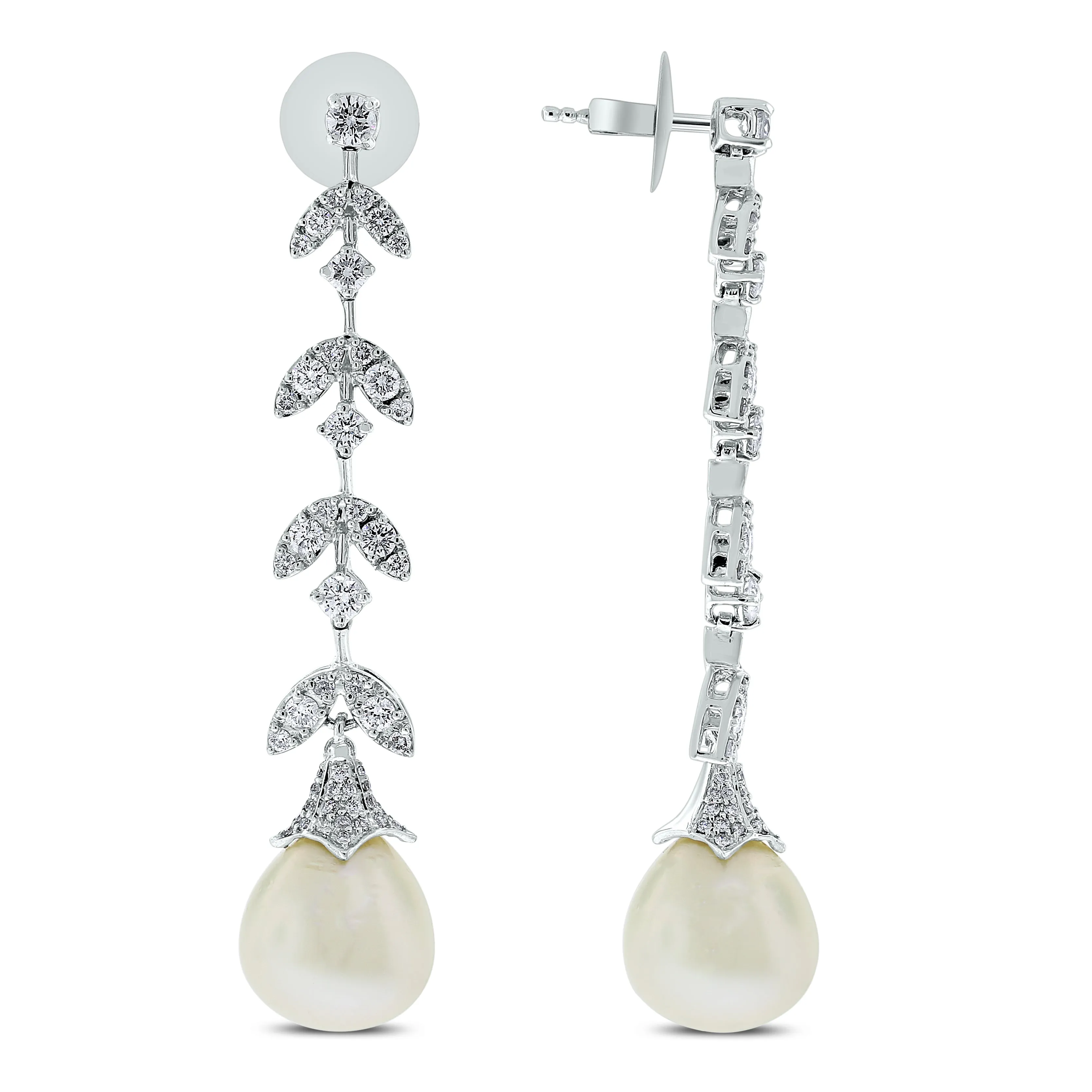 Diamond & Pearl Vines Suite (191.35 ct Pearls & Diamonds) in White Gold