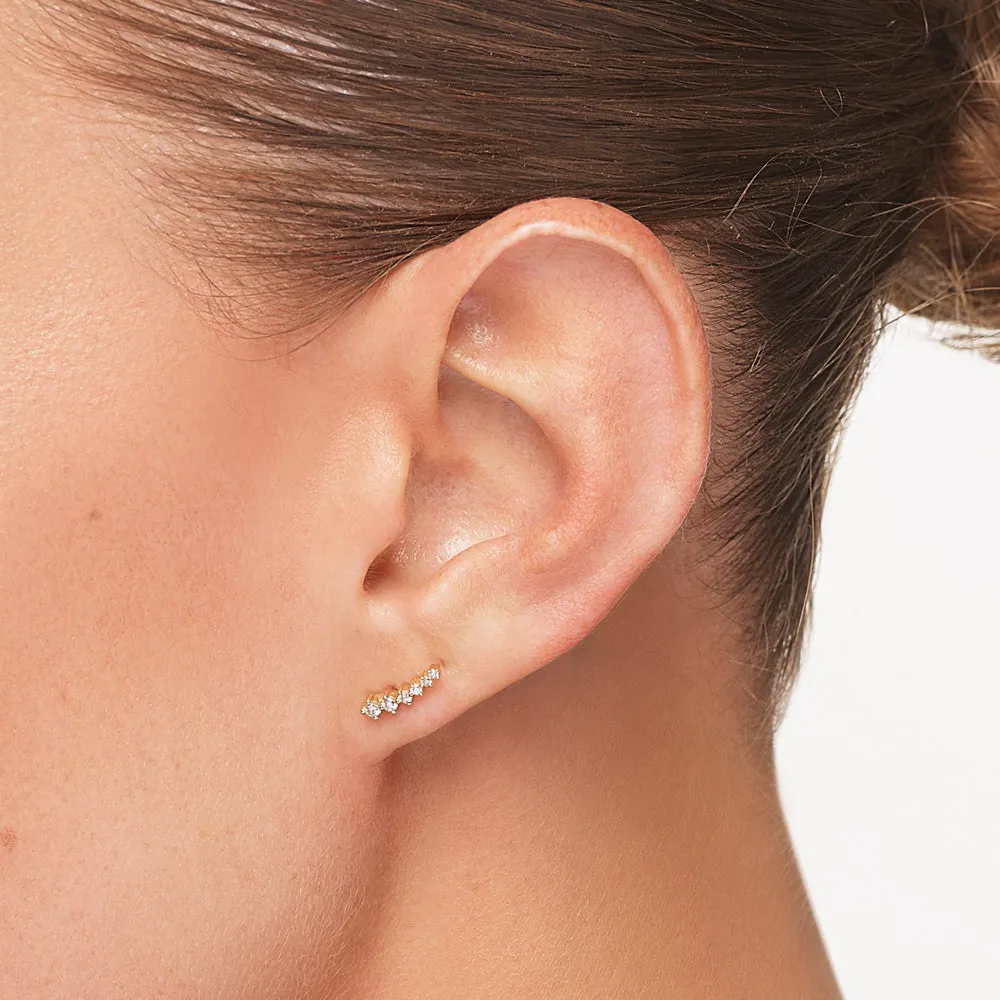 Diamond Climber Stud Earrings in 10k Gold