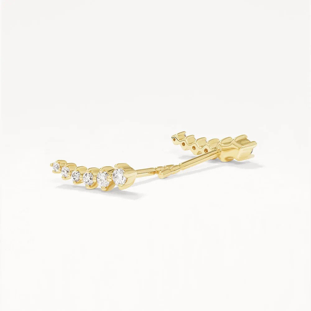 Diamond Climber Stud Earrings in 10k Gold
