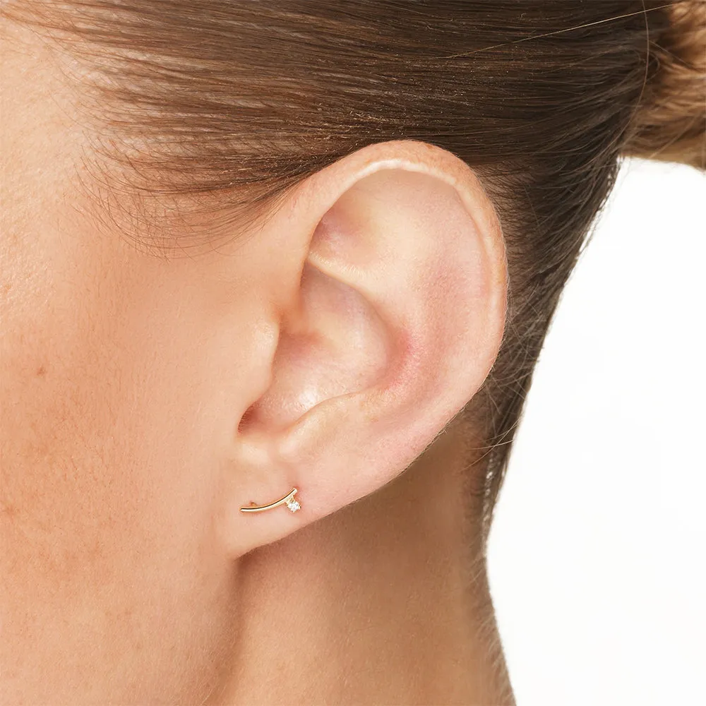 10k Gold Diamond Bar Stud Earrings
