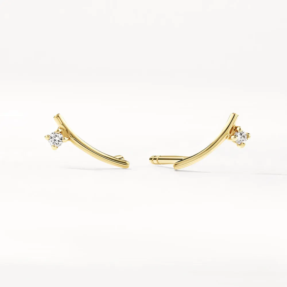 10k Gold Diamond Bar Stud Earrings