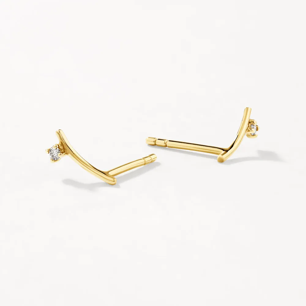 10k Gold Diamond Bar Stud Earrings