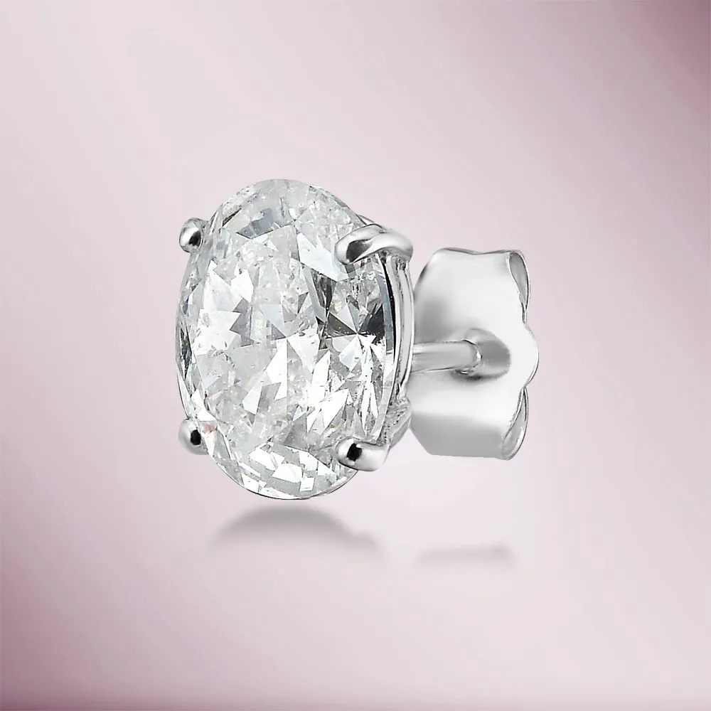 Diamond Oval Shape Studs Earrings (3.05 ct.) in 14K Gold