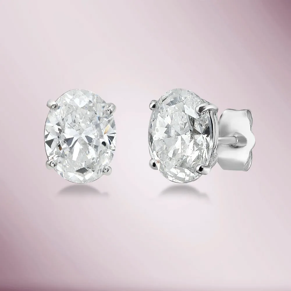 Diamond Oval Shape Studs Earrings (3.05 ct.) in 14K Gold