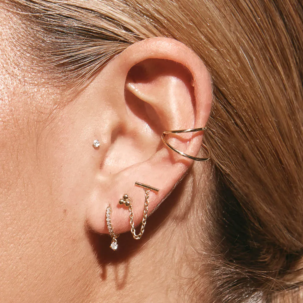 Double Band Single Ear Cuff in 10k Gold