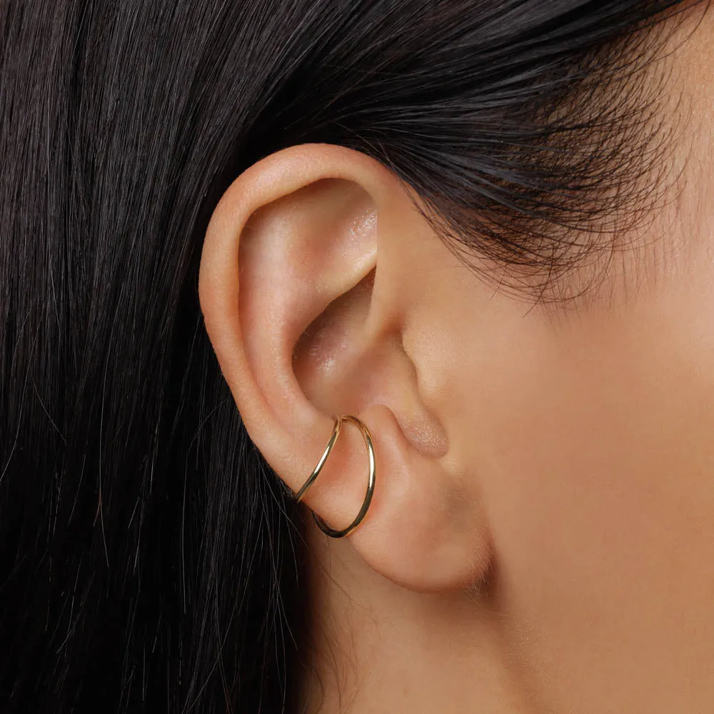 Double Band Single Ear Cuff in 10k Gold