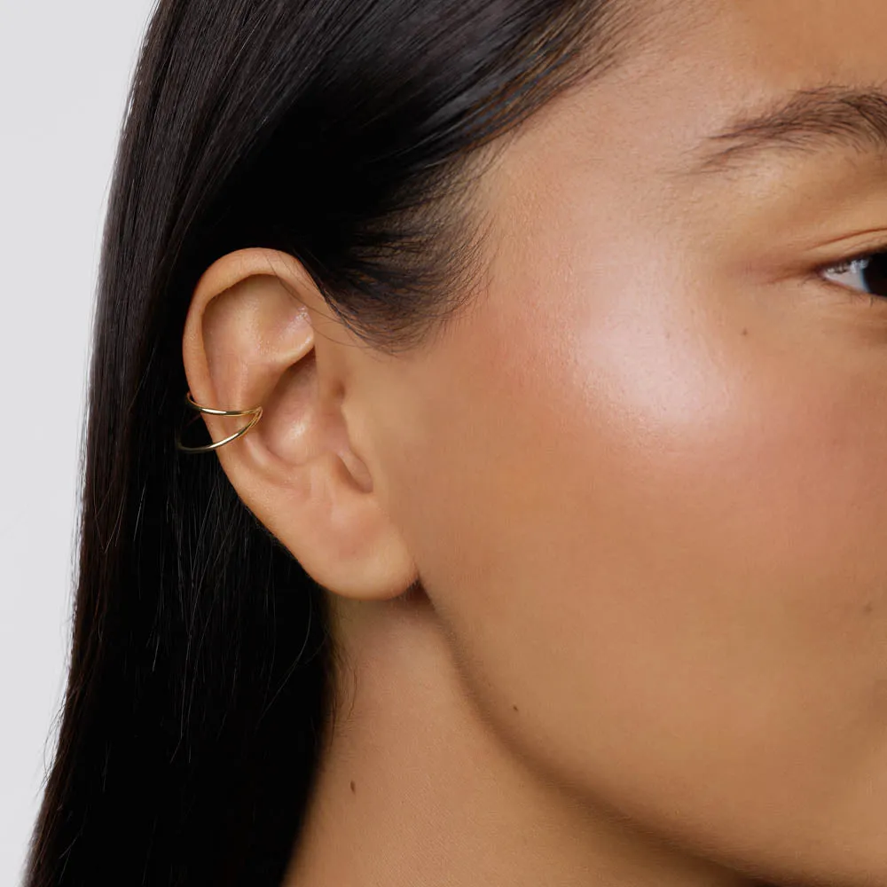 Double Band Single Ear Cuff in 10k Gold