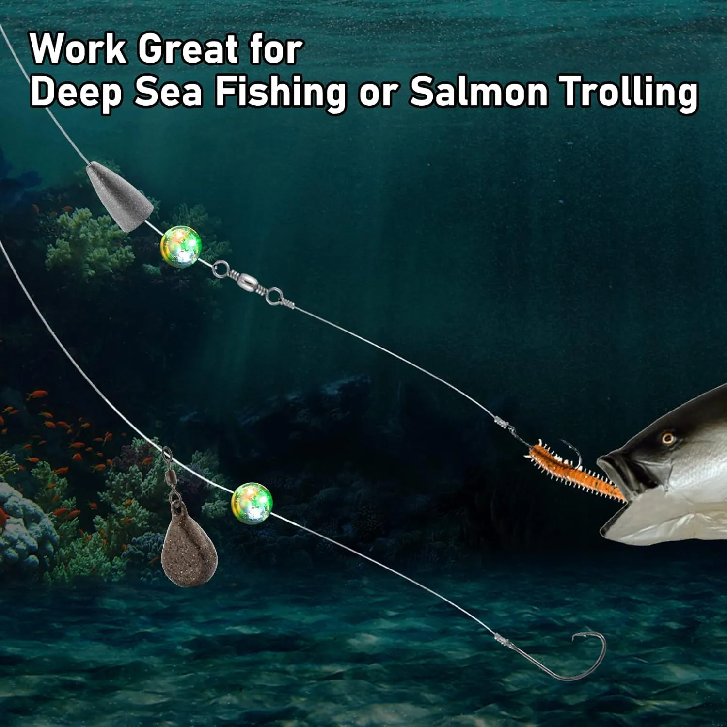Dr.Fish LED Fishing Lures Assortment Deep Drop LED Fishing Spoons Underwater Flasher Diamond Lights Trolling Lures Halibut Rig