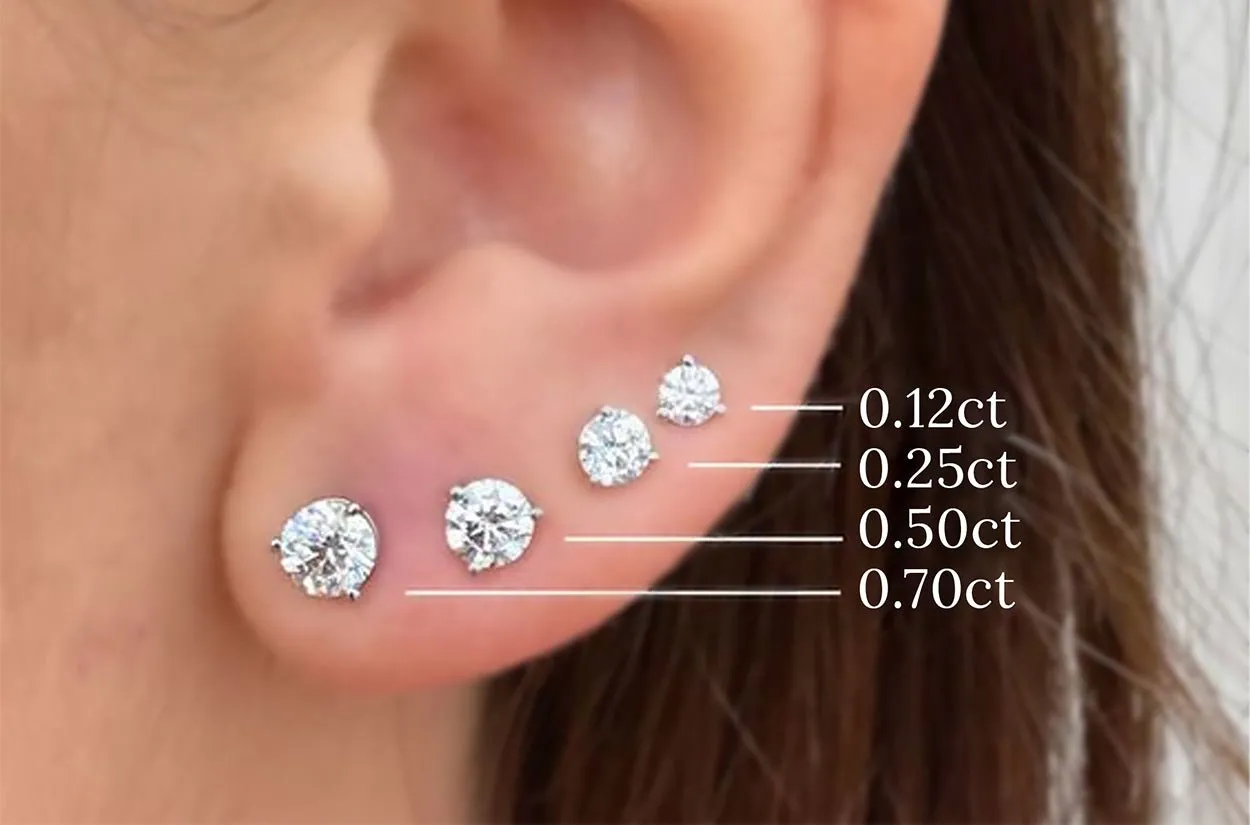 Earrings 1.40 cts Natural Round Diamonds color I clarity I1 18kt Gold Studs