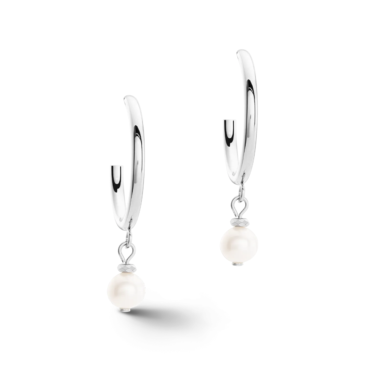 Earrings Creole Freshwater Pearls & chain Multiwear silver
