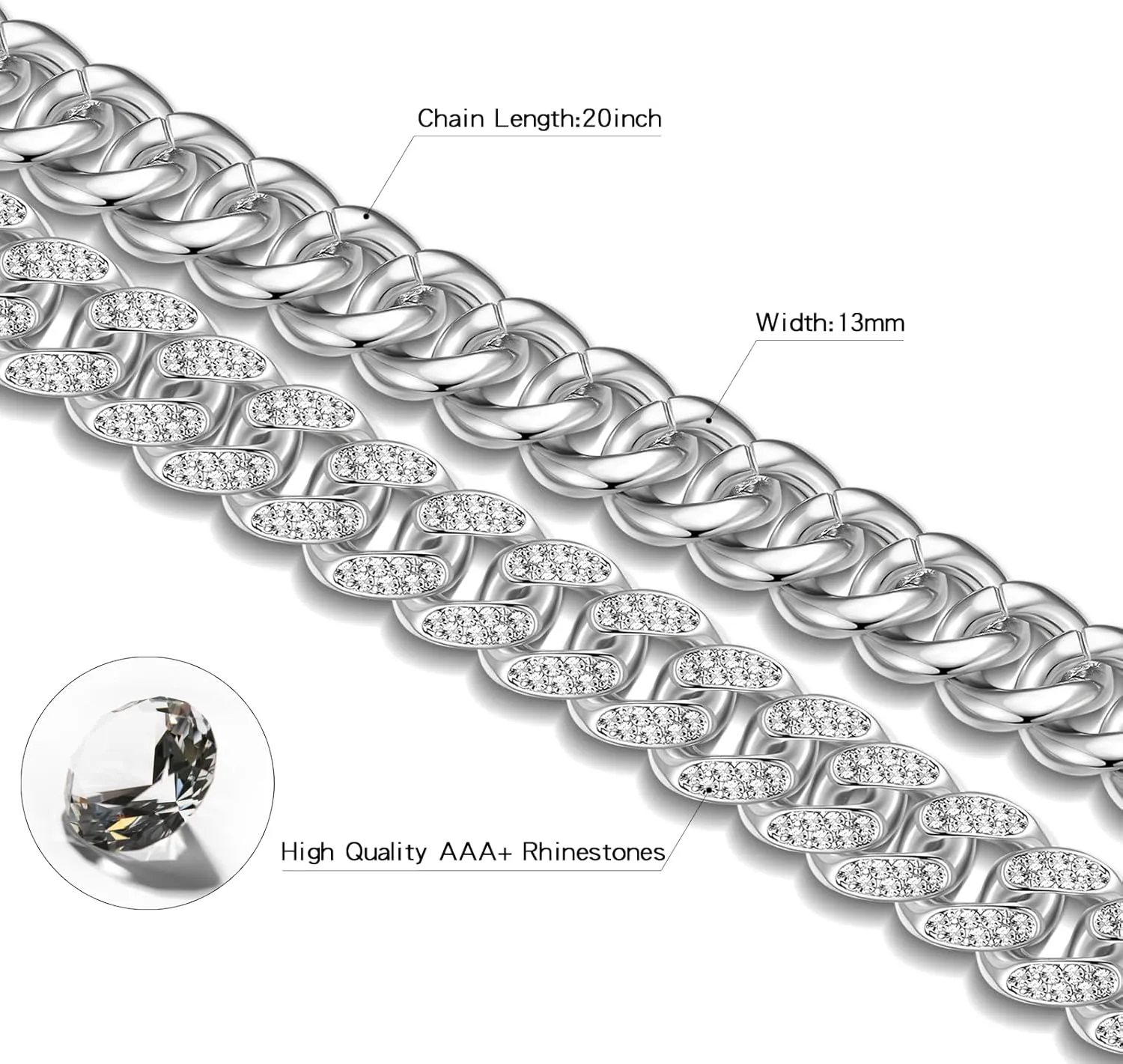 EDINGM Miami Cuban Link Chain for Men ?C Iced Out Bling Hip Hop Jewelry with Maple Leaf Pendant & Diamond Cut Design