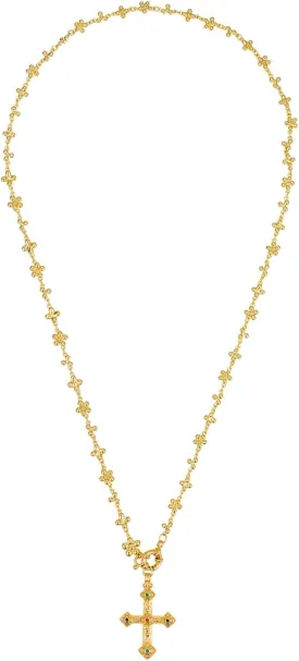 Elegant Gold-tone Cross Necklace with Detailed Filigree Design - Lightweight Religious Jewelry with a Classic Touch - adjustable 66cm Chain