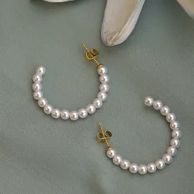 Elegant Pearl Hoop Earrings