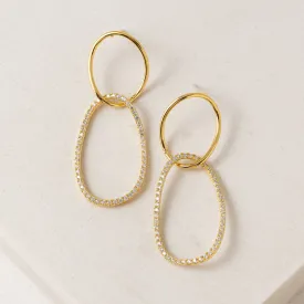 Encore Pave Large Linked Hoop Earrings Gold