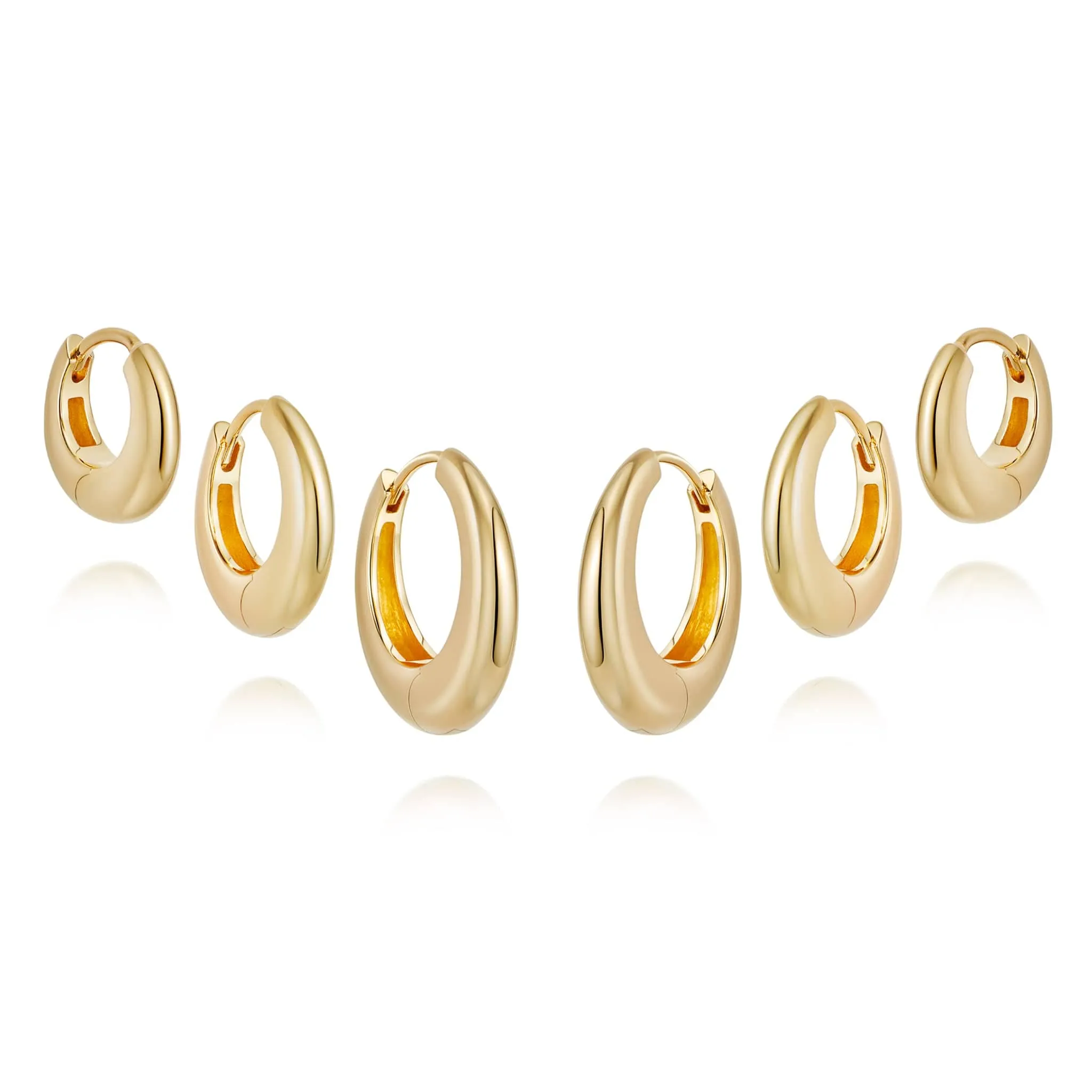 Estée Lalonde Dome Trio Earring Layering Set 18ct Gold Plate
