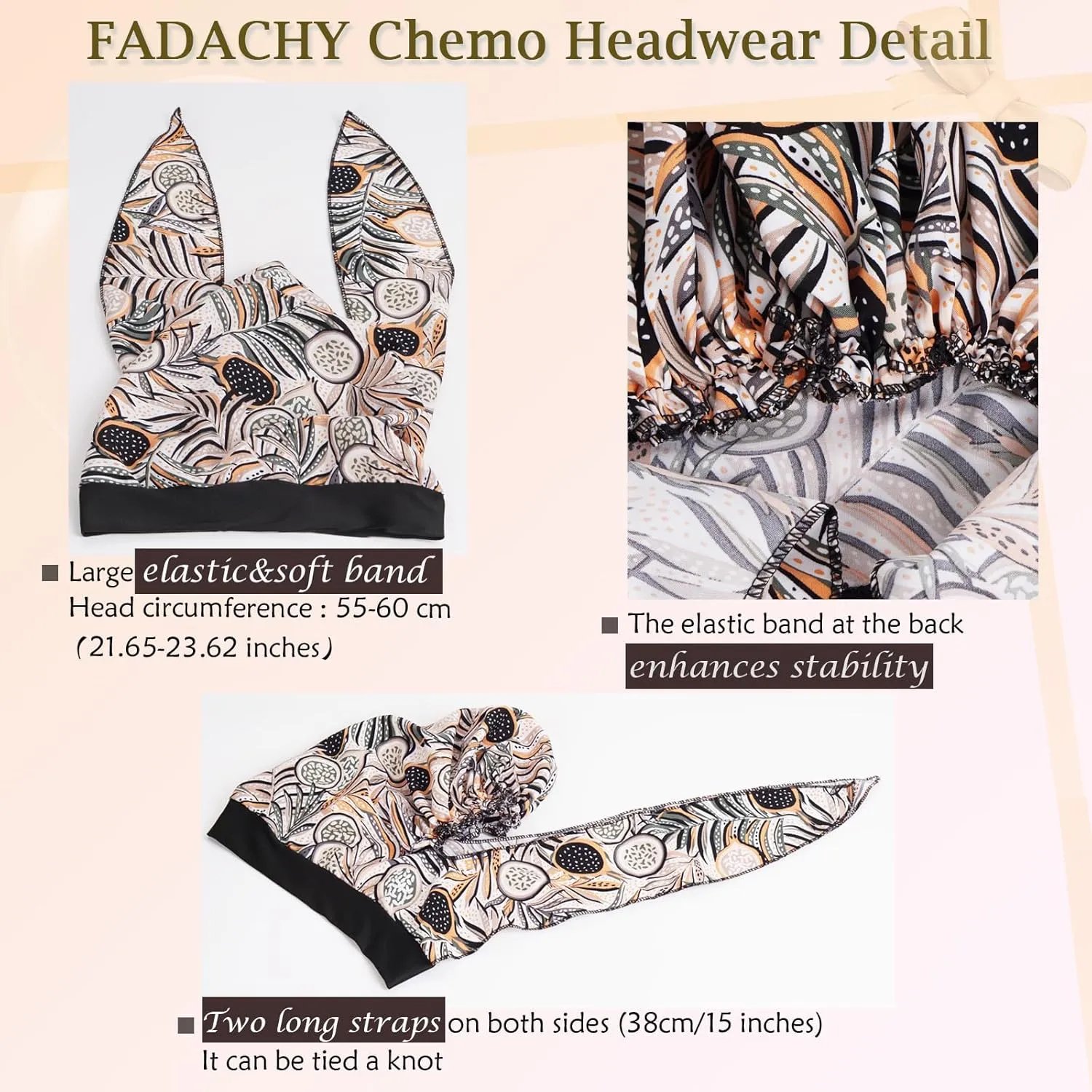 FADACHY Chemo Headwear for Women,Chemo Caps Lightweight for Summer with Head Scarf,Silky Soft Hair Turbans Fashion