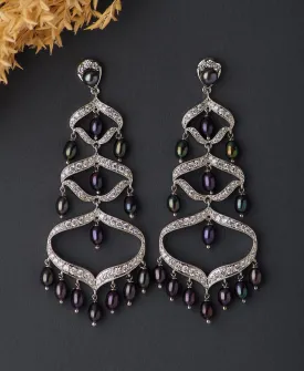 Elegant Faiza Regal Chandeliers Earrings - Luxurious Sparkling Drop Earrings for Special Occasions