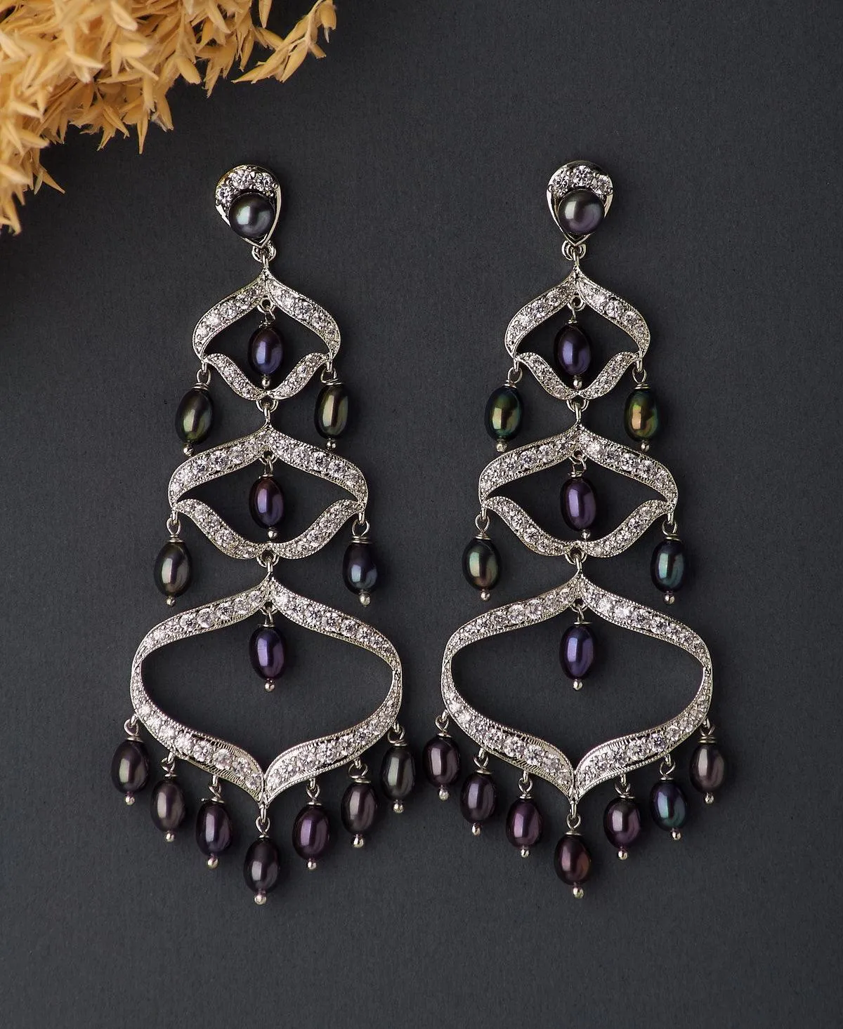 Elegant Faiza Regal Chandeliers Earrings - Luxurious Sparkling Drop Earrings for Special Occasions
