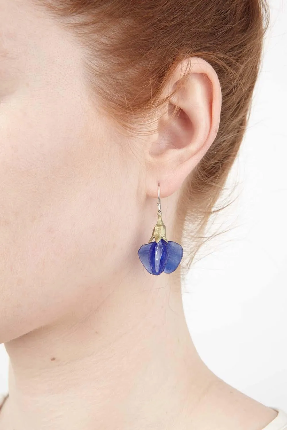 False Indigo Earring - Glass Blossom Wire