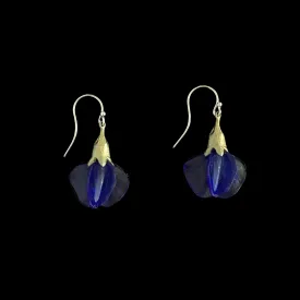 False Indigo Earrings - Glass Blossom Wire