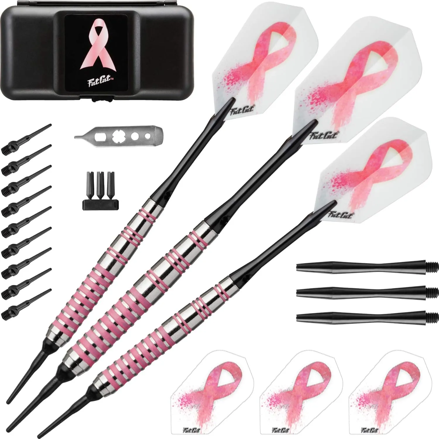 Fat Cat Pink Lady Soft Tip Darts with Storage/Travel Case, 16 Grams