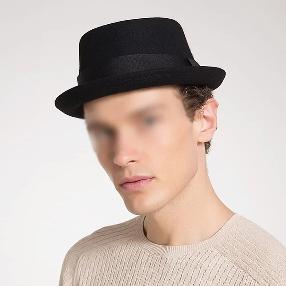 Fedora Hat for Men Women,100% Wool Felt Pork Pie Hat Classic Winter Autumn Jazz Cap