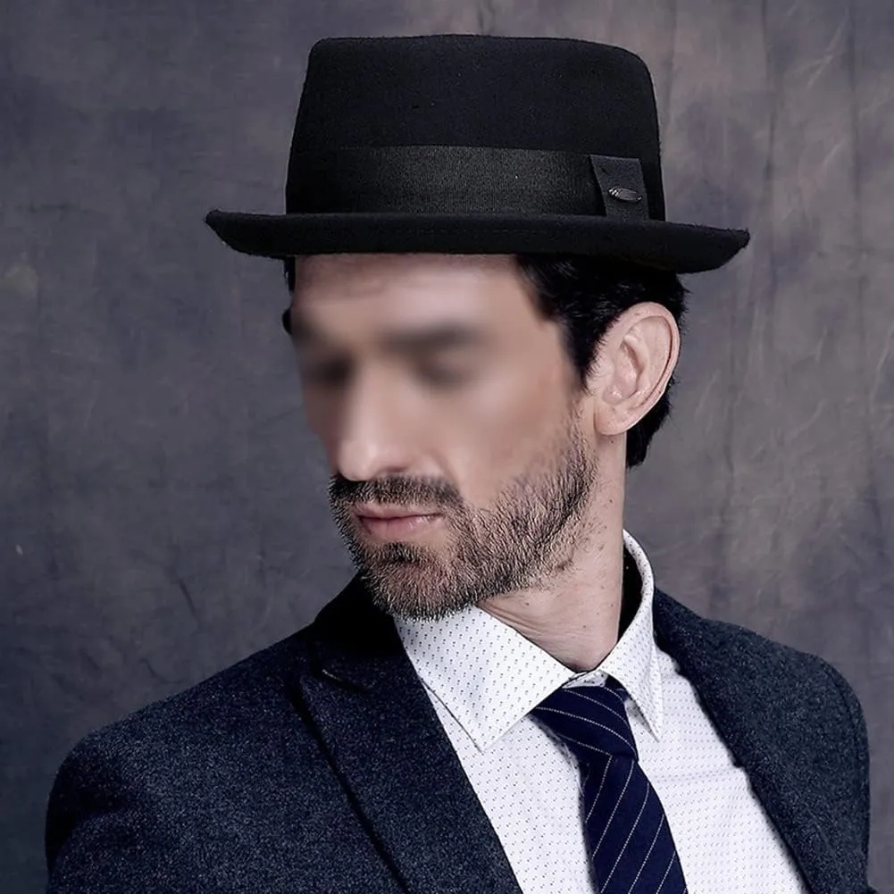 Fedora Hat for Men Women,100% Wool Felt Pork Pie Hat Classic Winter Autumn Jazz Cap