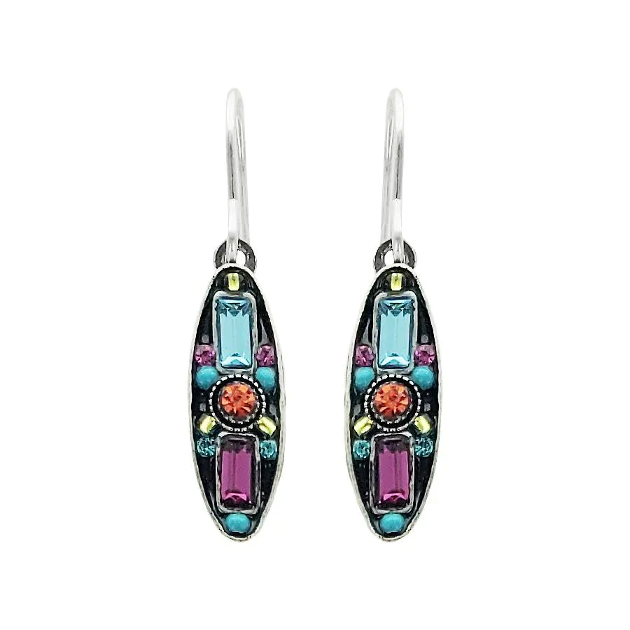 Firefly Designs Colorful Baguette Petite Oval Earrings
