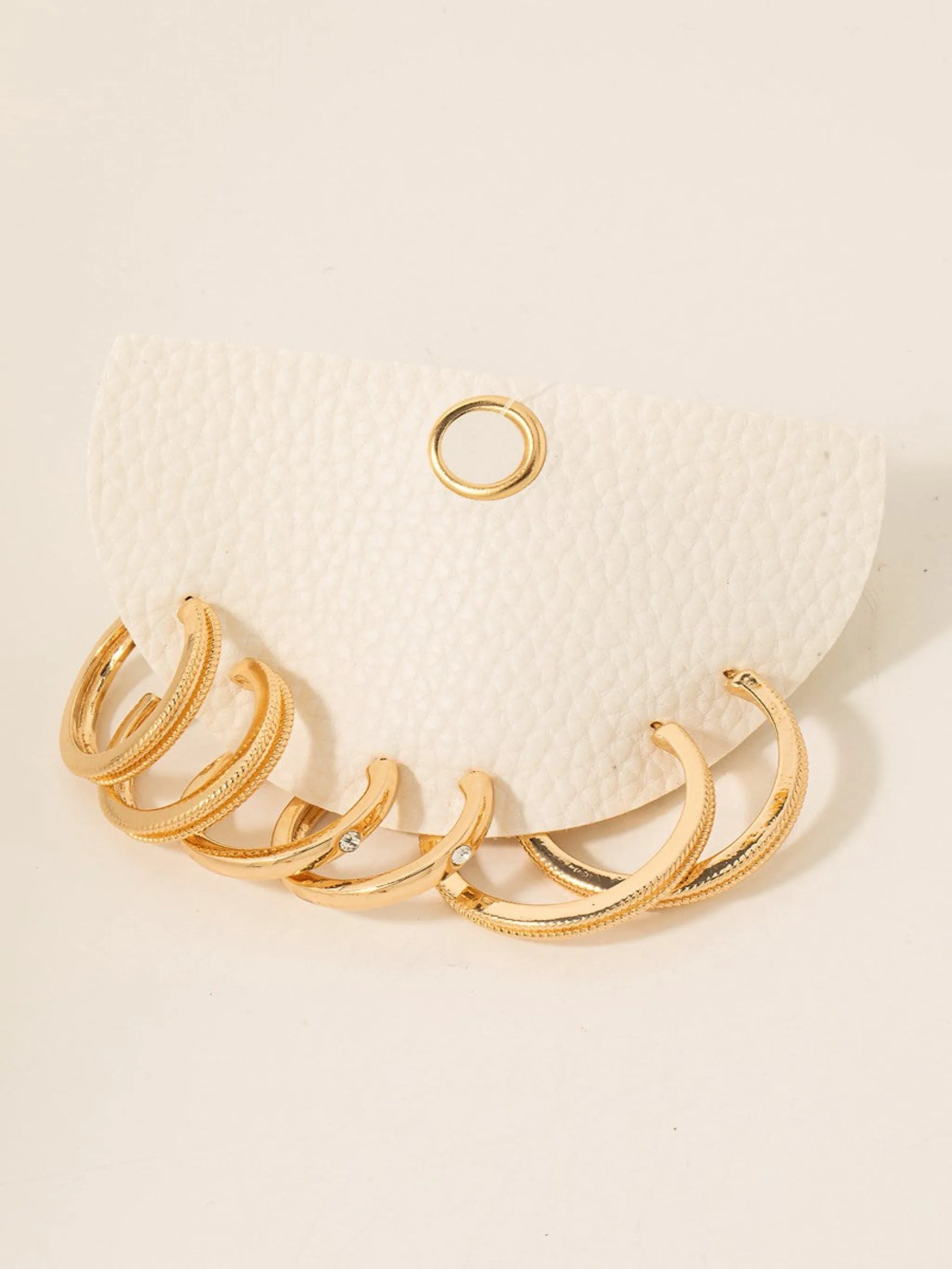 Flat Metallic Textured Hoop Earrings Set