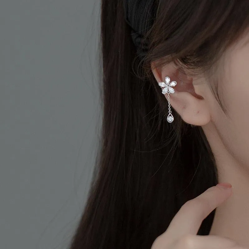 Floral Clip-on Huggie Ear Cuffs