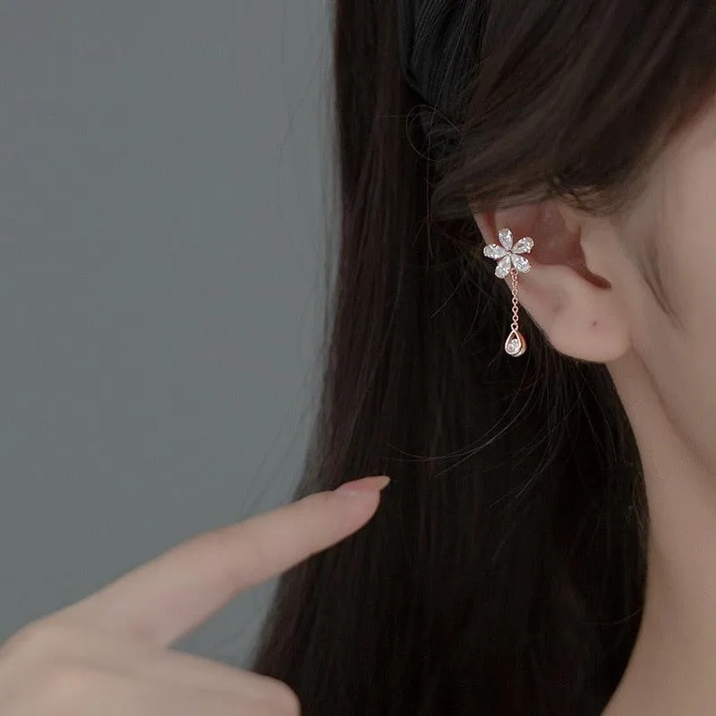 Floral Clip-on Huggie Ear Cuffs