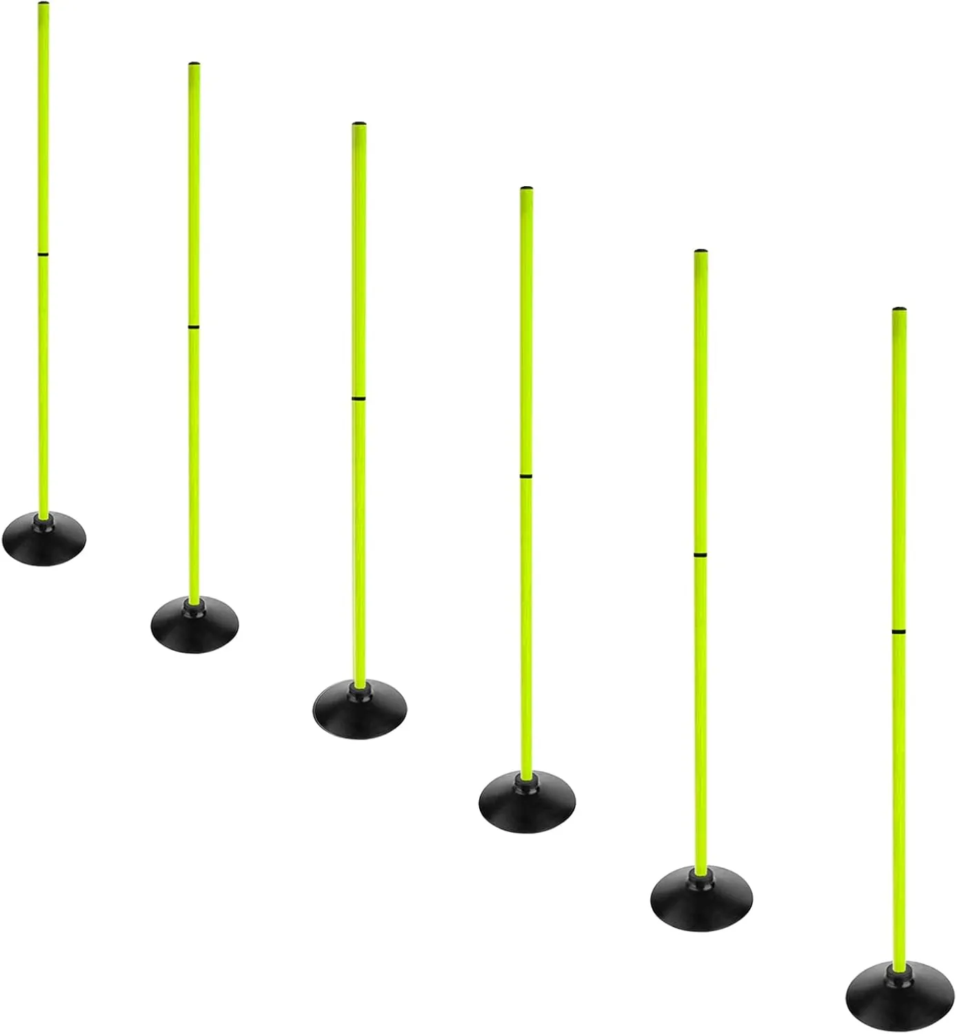 Fluorescent Green Soccer Agility Poles Set Detachable Sports Trainning Speed Pole Slalom Poles with Rubber Base Sport Traning Equipment