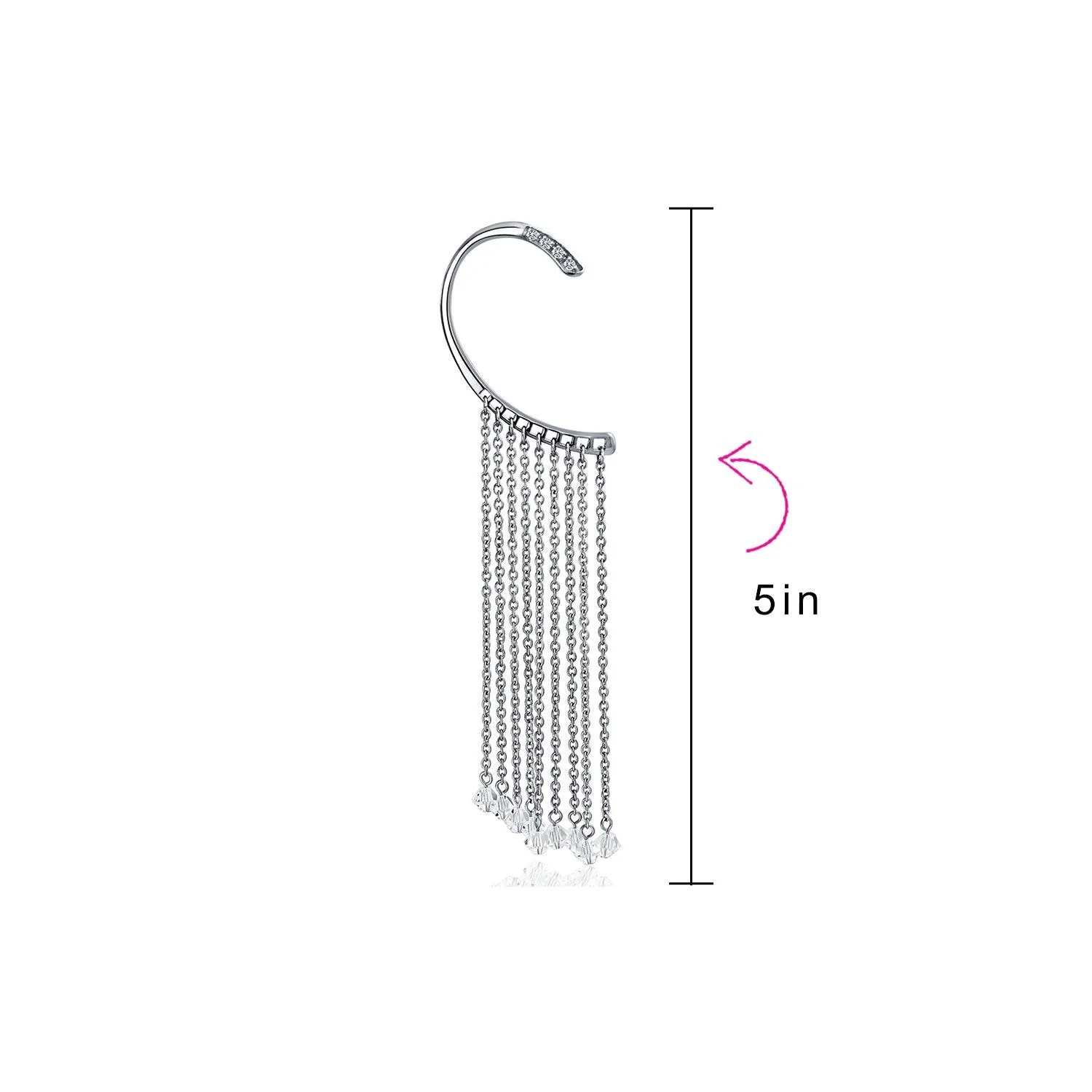 Fringe Fake Cartilage Cuff Hook Crystal Stainless Steel Earring