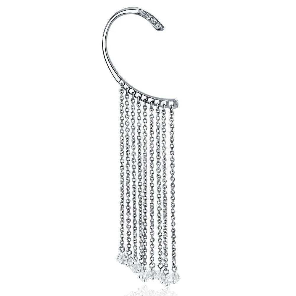 Fringe Fake Cartilage Cuff Hook Crystal Stainless Steel Earring