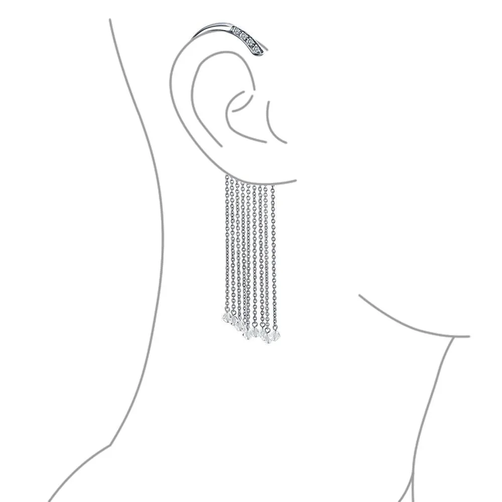 Fringe Fake Cartilage Cuff Hook Crystal Stainless Steel Earring