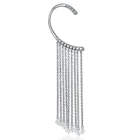 Fringe Fake Cartilage Cuff Hook Crystal Stainless Steel Earring