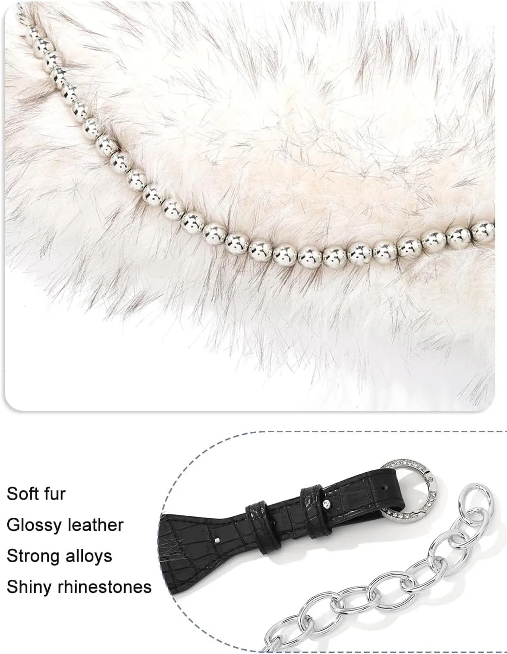 Fur Leather Belt Women Punk Belt Wide Beads Chain Belts for Dresses and Pants