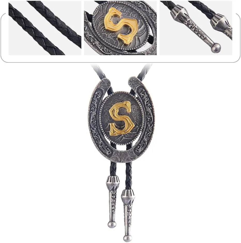 GelConnie Bolo Tie for Men Western Leather Necktie Letter Mens Bolo Ties Jewelry Native American Bolo Tie for Women