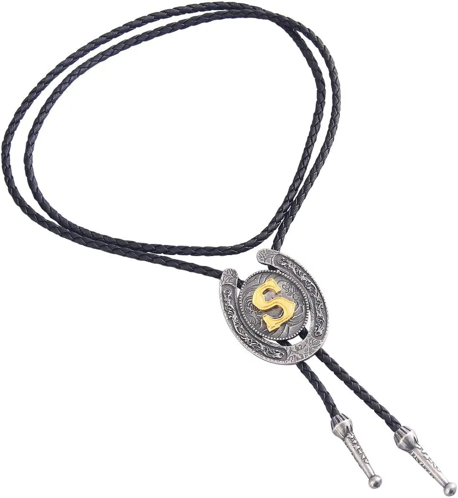 GelConnie Bolo Tie for Men Western Leather Necktie Letter Mens Bolo Ties Jewelry Native American Bolo Tie for Women