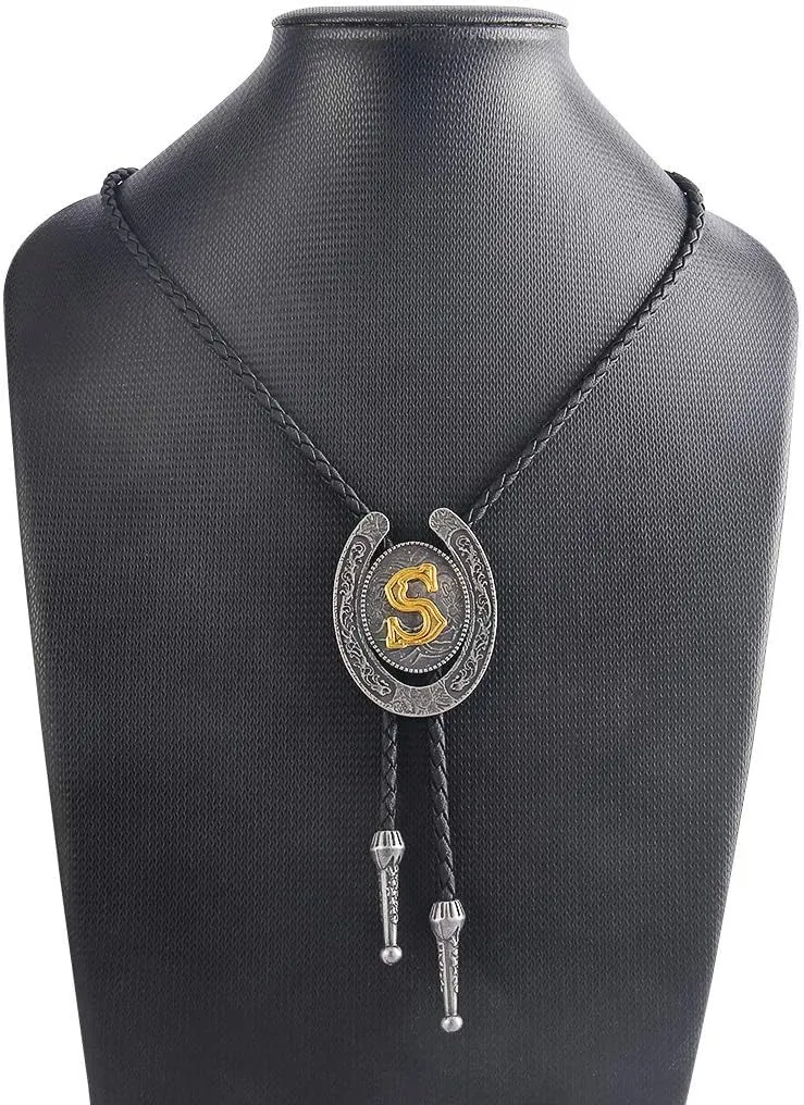 GelConnie Bolo Tie for Men Western Leather Necktie Letter Mens Bolo Ties Jewelry Native American Bolo Tie for Women