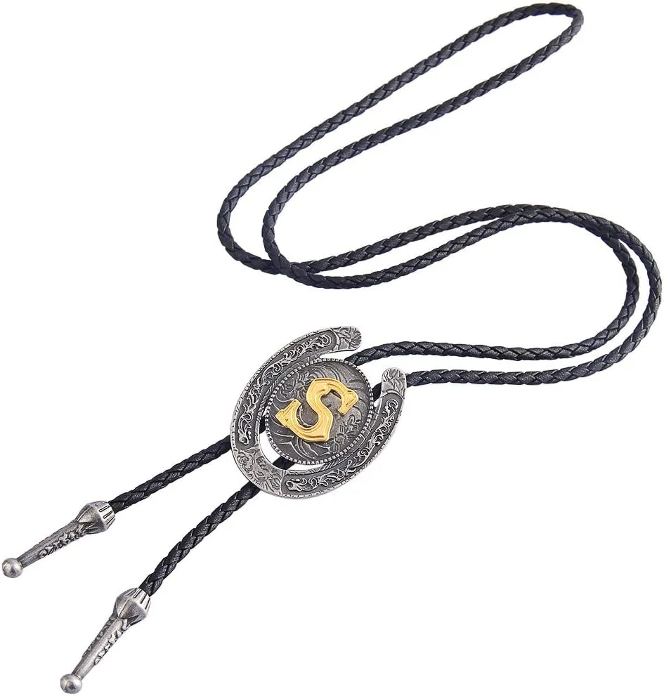GelConnie Bolo Tie for Men Western Leather Necktie Letter Mens Bolo Ties Jewelry Native American Bolo Tie for Women