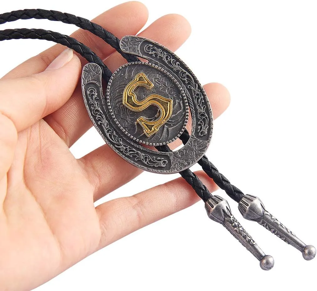 GelConnie Bolo Tie for Men Western Leather Necktie Letter Mens Bolo Ties Jewelry Native American Bolo Tie for Women