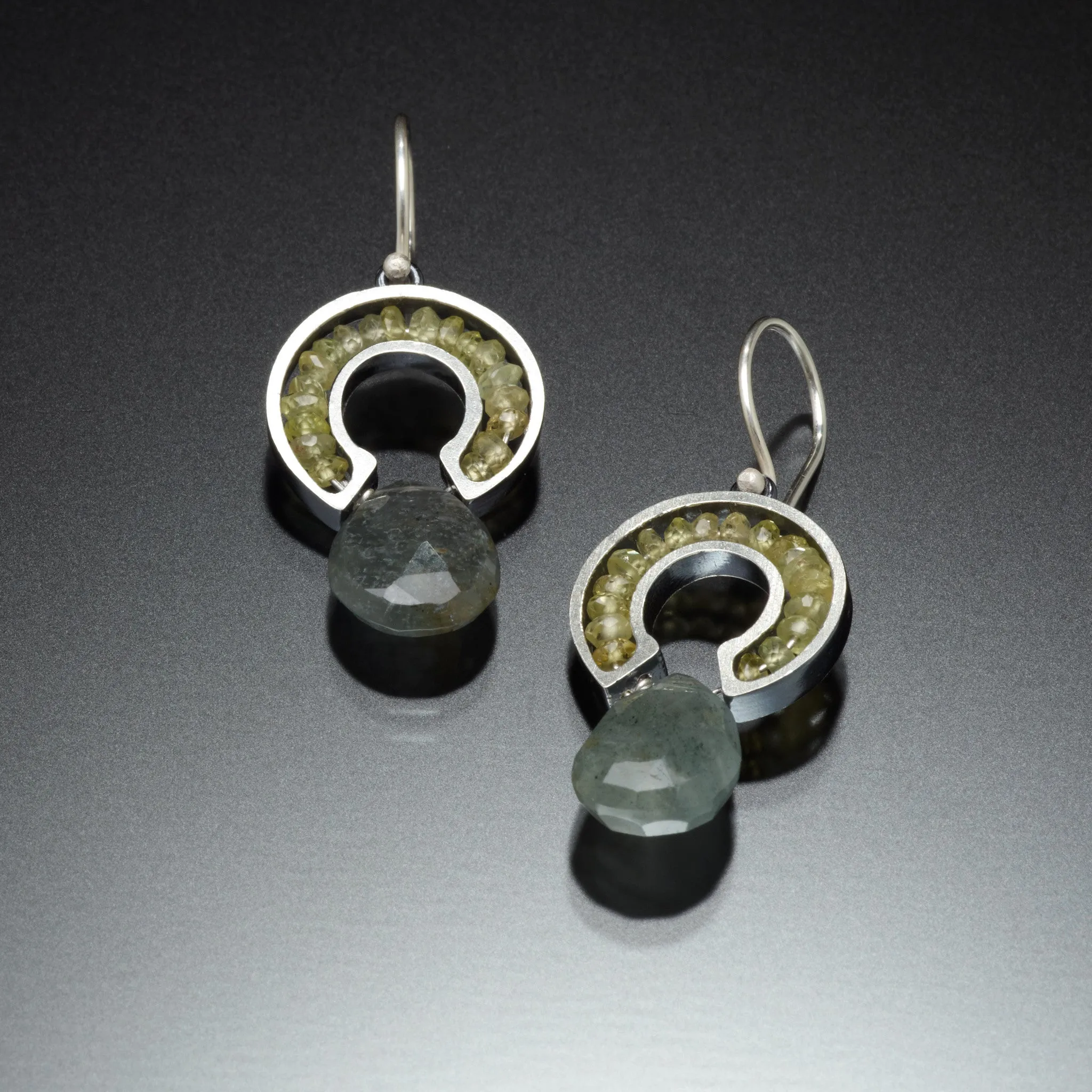 Gemstone Horseshoe Earrings (green)