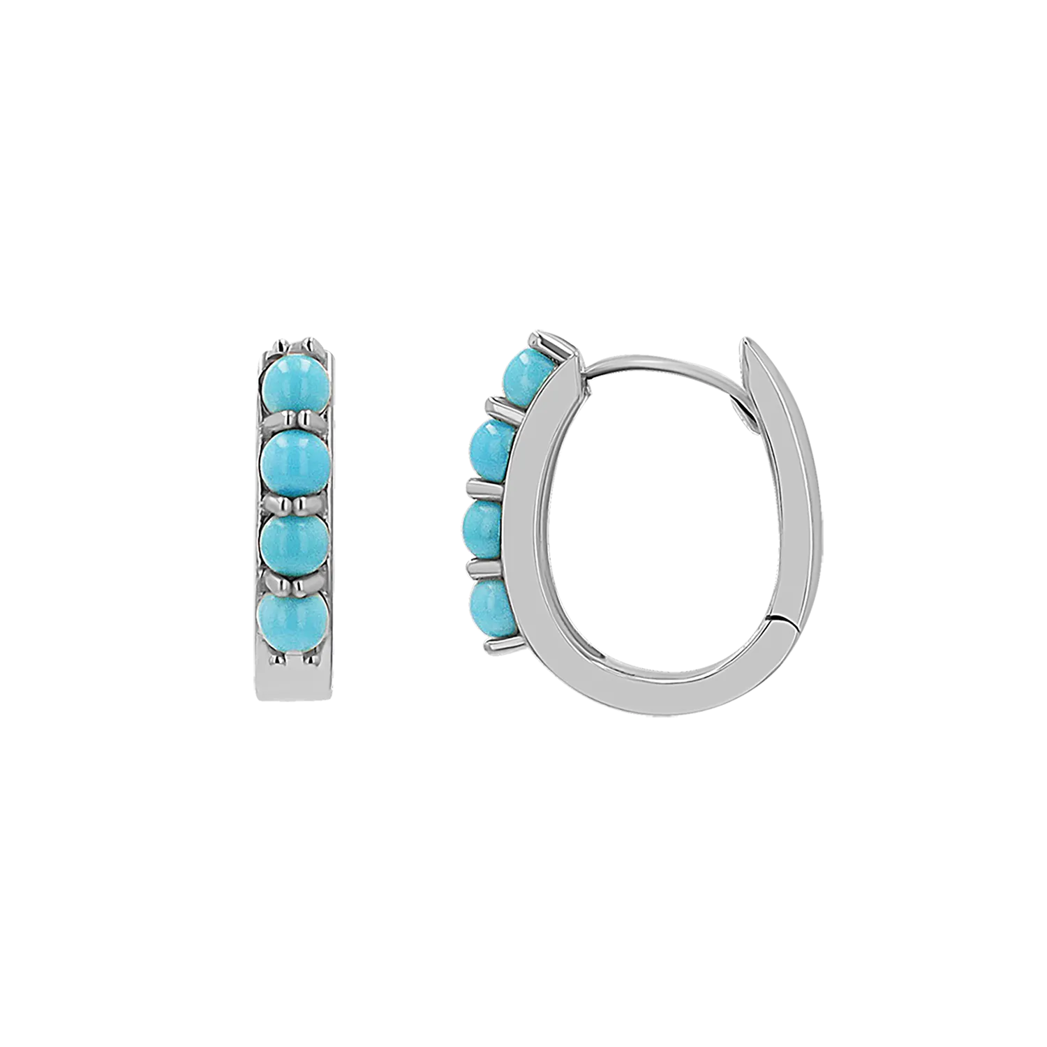 Genuine Turquoise Paper Clip Huggie Hoops