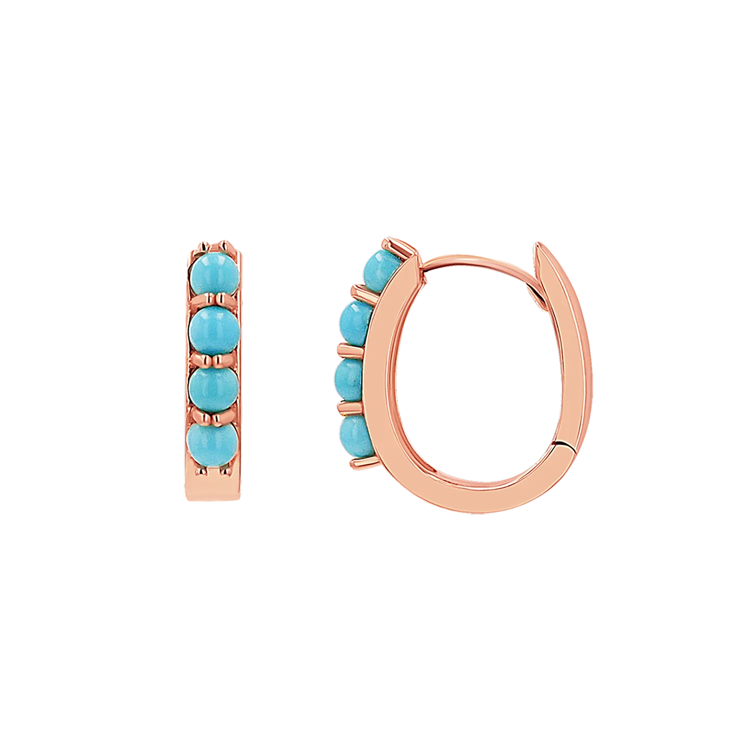 Genuine Turquoise Paper Clip Huggie Hoops